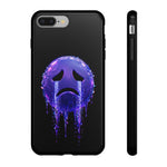 Glitch Sad Face Phone Case, Anime Melt Static Tough Cover
