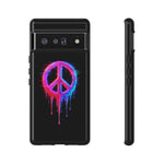 Glitch Peace Sign Phone Case, RGB Melt Digital Art Tough Cover, Gift