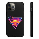Synthwave Sunset Triangle Phone Case Retro Vaporwave Case