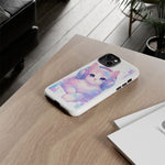Pastel Cat Phone Case, Headphones Glitch Color Block Cover