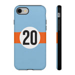 Copy of Blue Orange Number 20 Retro Racing Stripe Tough Phone Case Cover