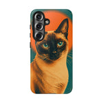 Siamese Cat Retro Halftone Portrait Case - Orange Teal Print