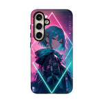 Anime Girl Phone Case Teal, Neon Kanji Calm Gradient Tough Cover