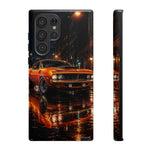 Orange Cuda Phone Case, Rainy City Night Muscle Car Tough Cover