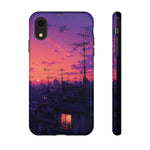 Anime City Rooftop Sunset Tough Phone Case Cover Gift Art