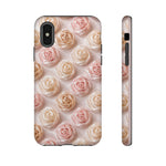 Silk Rose Phone Case, Blush Pink Floral Pattern Tough Cover, Gift