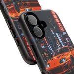 Orange Supra Phone Case, Neon City Night JDM Sports Car Tough Cover