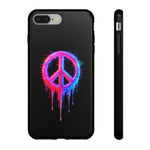 Glitch Peace Sign Phone Case, RGB Melt Digital Art Tough Cover, Gift