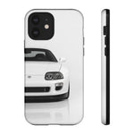 White MK4 Supra Phone Case, Retro 90s JDM Tough Cover for Car Enthusiasts