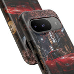 Red FD RX-7 Blossom Alley Tough Phone Case - Rain-Slicked Night