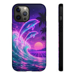 Neon Dolphin Ocean Vaporwave Art Tough Phone Case