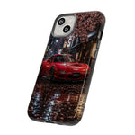 Red FD RX-7 Blossom Alley Tough Phone Case - Rain-Slicked Night