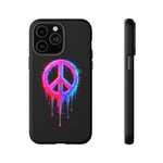 Glitch Peace Sign Phone Case, RGB Melt Digital Art Tough Cover, Gift