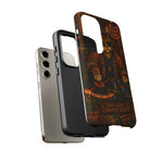 DJ Cat Phone Case, Glowing Turntables Folk Art Cover