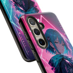 Anime Girl Phone Case Teal, Neon Kanji Calm Gradient Tough Cover