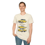 Yellow 1955 Chevy Bel Air T-Shirt | Vintage Classic Car Trio Illustration