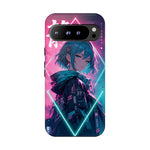 Anime Girl Phone Case Teal, Neon Kanji Calm Gradient Tough Cover