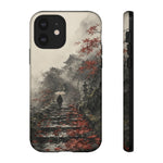 Autumn Temple Steps phone case | Japanese watercolor landscape cover