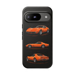 C3 Corvette Art Phone Case Orange, Three-View Vector Cover, Gift