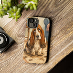 Guilty Basset Hound Phone Case, Muddy Watercolor Art Cover