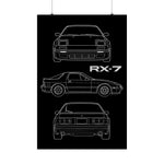 1980s RX-7 FC Poster JDM Rotary Sports Car Blueprint Wall Art Garage Decor