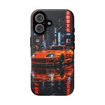 Orange Supra Phone Case, Neon City Night JDM Sports Car Tough Cover