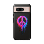 Glitch Peace Sign Phone Case, RGB Melt Digital Art Tough Cover, Gift