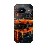 Orange Daytona Phone Case, Rainy City Night Muscle Car Tough Cover