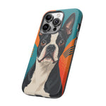 Boston Terrier Pop-Art Portrait Tough Phone Case - Teal Orange