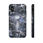 Holographic Silver Stars Grid phone case | Tough Cover