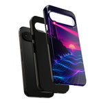 Neon Lighthouse Grid Ocean Art Tough Phone Case