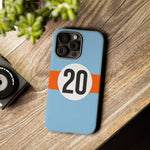 Copy of Blue Orange Number 20 Retro Racing Stripe Tough Phone Case Cover