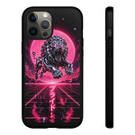 Chrome Lion Phone Case, Neon Grid Katakana Pride Tough Cover