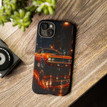 Orange Cuda Phone Case, Rainy City Night Muscle Car Tough Cover