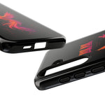 Glitch Phoenix Rising Art Tough Phone Case - Orange Pink Neon
