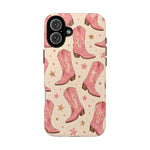 Pink Cowboy Boots phone case | Western pattern | Pastel stars
