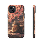 Cherry Blossom Cat Phone Case, Painterly Spring Art Cover