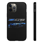 Blue C7 Z06 Sports Car Tough Phone Case Track Style Cover Gift
