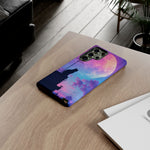 Silhouette Cat Moon Phone Case | Purple Pink Sky Vaporwave Cover