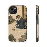 Zen Garden Cat Phone Case, Sand Spiral Japanese Art Cover