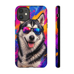 Cool Husky Sunglasses Portrait Tough Phone Case - Abstract