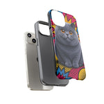 British Shorthair Round Pop Art Tough Phone Case