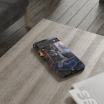 Regal Russian Blue Cat on Cushion Phone Case | Winter Castle Scene