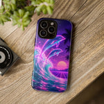 Neon Dolphin Ocean Vaporwave Art Tough Phone Case