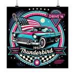 1957 Ford Thunderbird Poster Retro Diner Classic Car Drive-In Americana Art