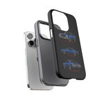 1970 Chevelle SS Phone Case Blue, Three-View Vector Tough Cover