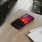 Matte Black Challenger Sunset Tough Phone Case - Palm Silhouette