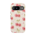 Pink Cherry Pattern Phone Case | Cute Retro Fruit Design