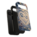 Pet Paw Print Phone Case Snow Heart Tough Cover Gift Art