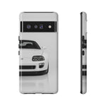 White MK4 Supra Phone Case, Retro 90s JDM Tough Cover for Car Enthusiasts